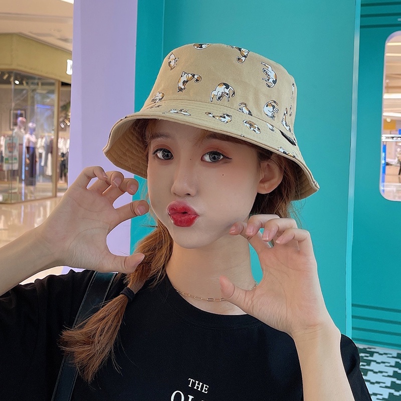 หมวกบักเก็ตกันแดด ปักลายการ์ตูนน่ารัก เข้ากับทุกการแต่งกาย แฟชั่นฤดูใบไม้ผลิ และฤดูร้อน สไตล์เกาหลี สําหรับผู้หญิง