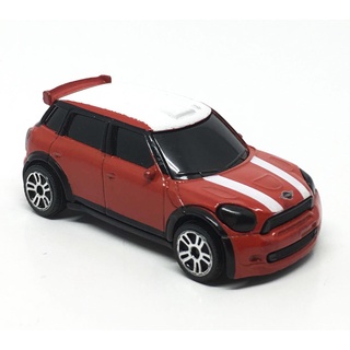 Majorette Mini Cooper WRC - White Roof - White Stripe Hood - Red Color /Wheels D5S /scale 1/57 (3 inches) no Package