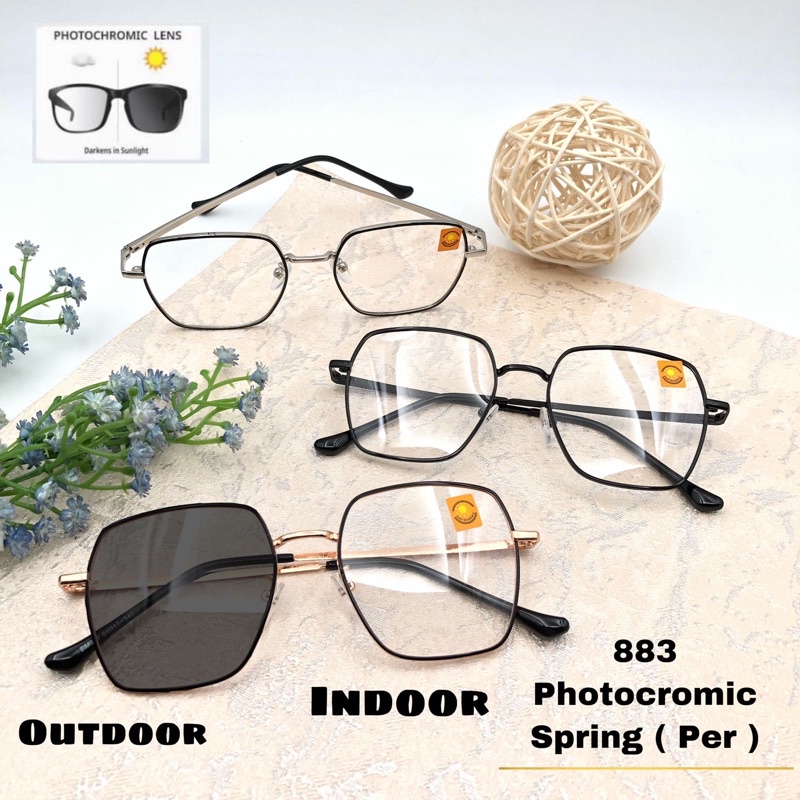 883 สีดําเปลี่ยน Photochoromic แว่นตากลางแจ้งในร่มภายใต้ Mahatari Photochromic Cromic ชายหญิงฟรีกล่อ