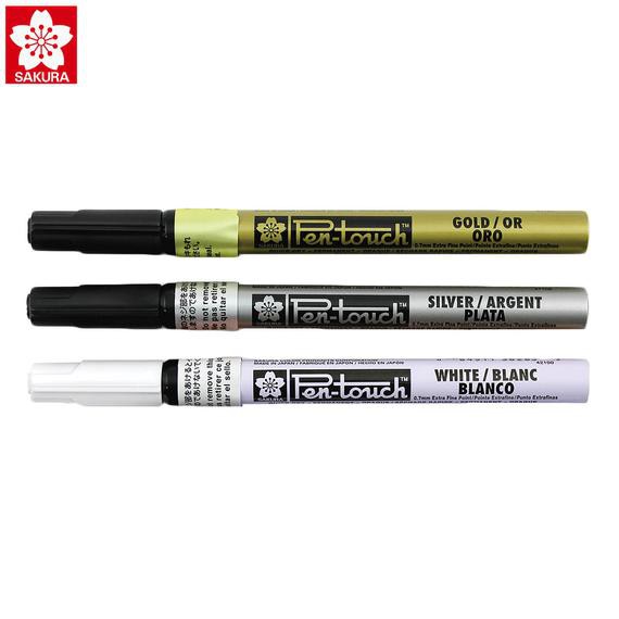 ปากกาเพ้นท์ F 1.0 mm หัวเล็ก Sakura Pen-Touch Paint Marker สีทอง/สีเงิน/สีขาว XPMK