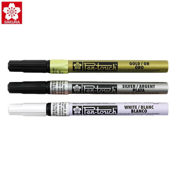 ปากกาเพ้นท์ F 1.0 mm หัวเล็ก Sakura Pen-Touch Paint Marker สีทอง/สีเงิน/สีขาว XPMK ราคา ถูกที่สุด ดีลบีเคเค