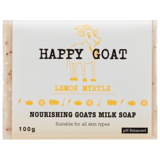 Happy Goat Soap สบู่ก้อนอาบน้ำ กลิ่น Lemon Myrlte สูตรอ่อนโยนด้วยส่วนผสมธรรมชาติ นำเข้าจาก Australia