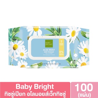 เบบี้ ไบร์ท ทิชชู่เปียก อโลมอยส์เว็ททิชชู่ 100 แผ่น  Baby Bright Aloe moist Wet Tissue 100 Sheets