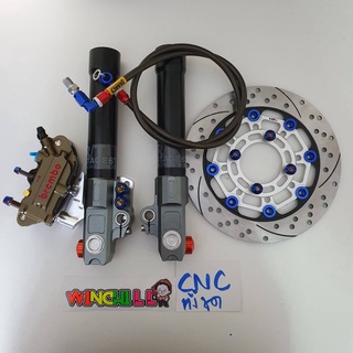 ชุดสเตท6 50A WAVE110i / WAVE125 + ปั๊มเม้า**ชา**+ขา+น็อต+สายเบรค+จาน(คละสีคละลาย) CNC อะไหล่แต่งเวฟ110i ***ชุด5ชิ้น***