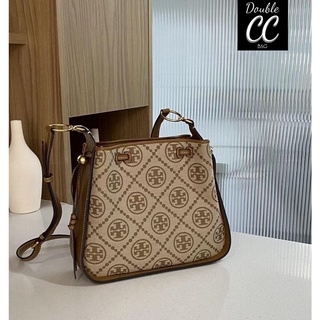 (แท้ 💯%‼ Factory) To ry T Monogram Jacquard Bell Bag