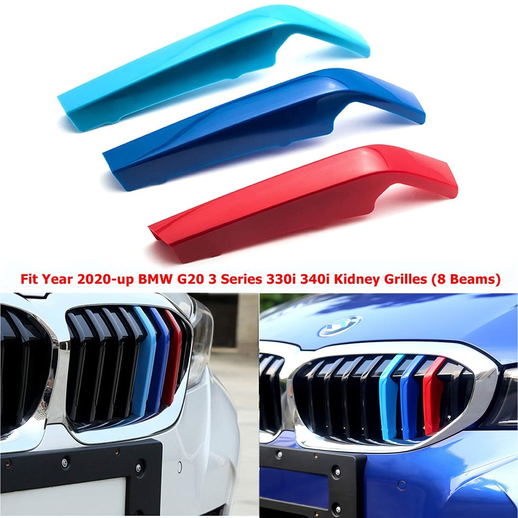 3 สี BMW คลิปกระจังหน้าสําหรับ BMW G20 2020-2025 3 Series 320i 330i 340i (8 คานบาร์)