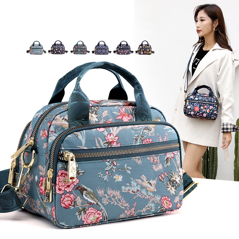 กระเป๋าสะพายไหล่ หลายชั้น ขนาดเล็ก แบบพกพา พิมพ์ลาย สไตล์เกาหลี