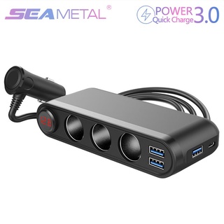 Seametal อะแดปเตอร์ที่จุดบุหรี่ในรถยนต์ 3 ซ็อกเก็ต 20W PD 18W QC3.0 120W สําหรับยานพาหนะ 12V 24V