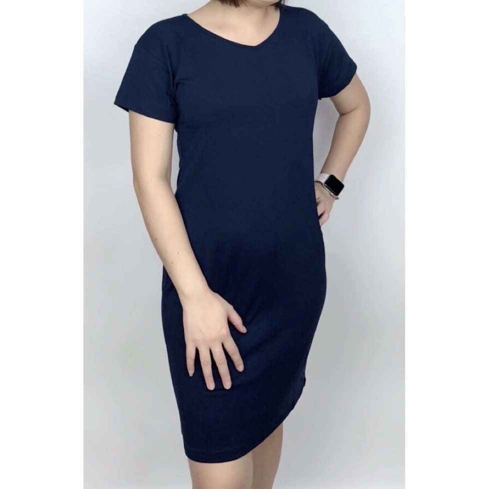 ( ยืดแขนสั้นเดรส L) ชุดเดรสแขนสั้น ยาวเหนือหัวเข่า แบรนด์ CHOTYSHOP สินค้าผลิตในไทย LDB