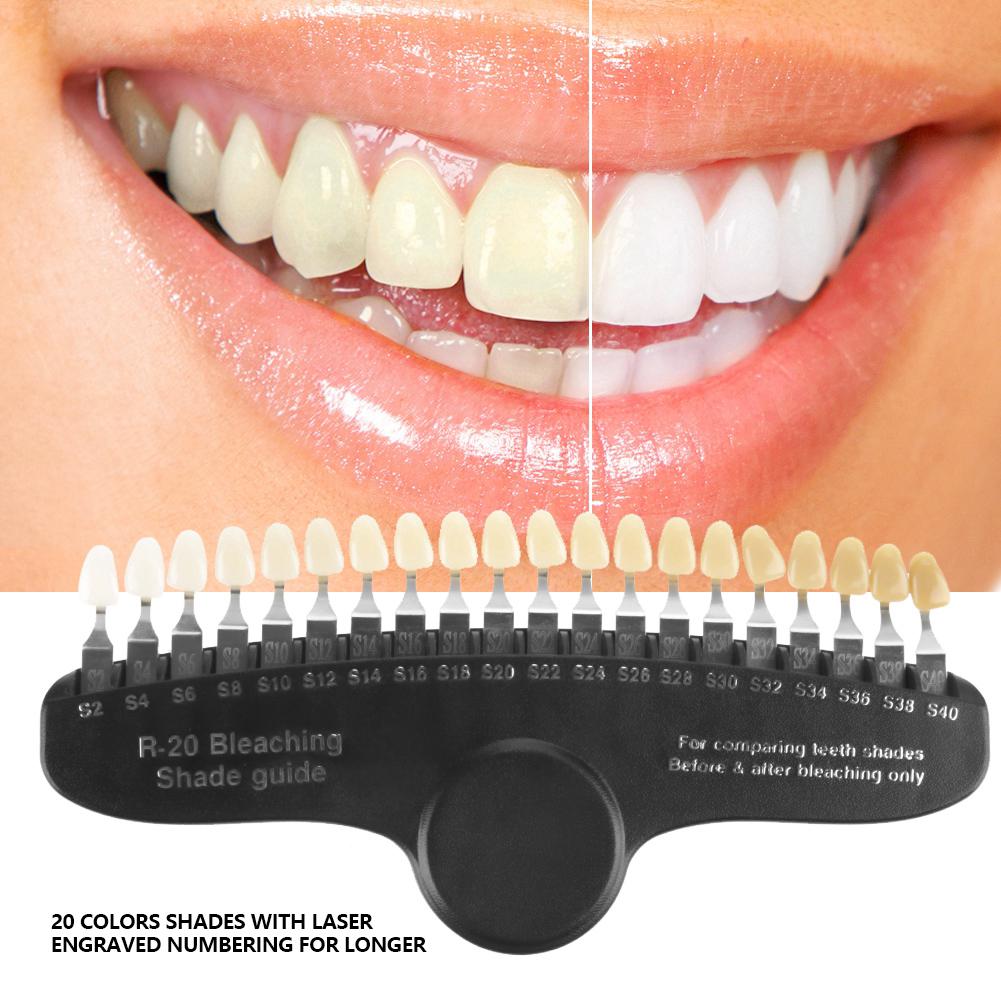 Dentist Porcelain 20 Colors 3D Teeth Whitening Shade Guide Toothguide w/ Mirror