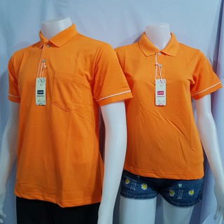 (ลด70.- เก็บโค้ดหน้าร้าน) เสื้อโปโลสีพื้น คอปกสีส้ม พร้อมส่ง คุณภาพดี ชายทรงตรงมีกระเป๋า เสื้อคอปก