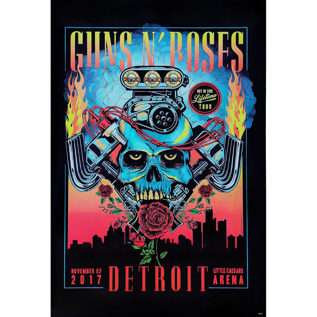 โปสเตอร์ คอนเสิร์ต วงดนตรี ร็อค Guns N’ Roses live in Detroit POSTER 24”x35” Inch  American Hard Roc