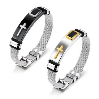 Mens Stainless Steel Cross Gold/Silver Bracelet Punk Titanium Steel Jewelry