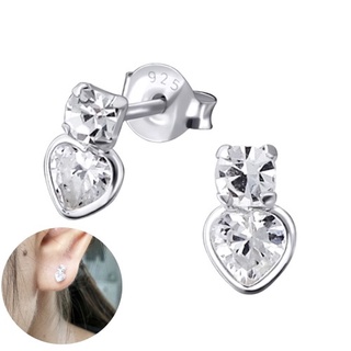 ต่างหูเพชรหัวใจ  CZ (Cubic Zirconia) ต่างหูเงินแท้ Silver925