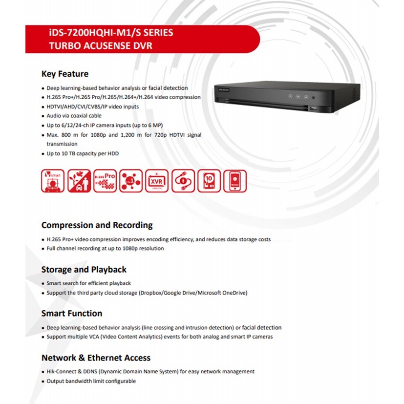 Hikvision DVR  เครื่องบันทึกภาพ รุ่น iDS-7208HQHI-M1/S(C) , iDS-7208HQHI-M1/XT (8CH)  5ระบบ(1)