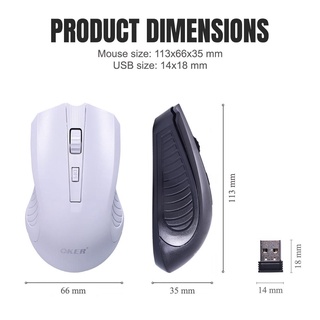 เม้าส์ไร้สาย OKER รุ่น M857 2.4G Wireless Mouse เม้าส์ใส่ถ่าน AAA 2 ก้อนแถมมากับตัวเมาส์