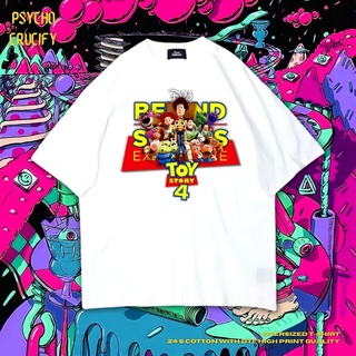 Psycho เสื้อยืดโอเวอร์ไซซ์ พิมพ์ลาย Toy Story 4 นิ้ว | สีขาว | เสื้อยืด พิมพ์ลาย Toy Story 4 | Sheriff Woody | Buzz Ligh
