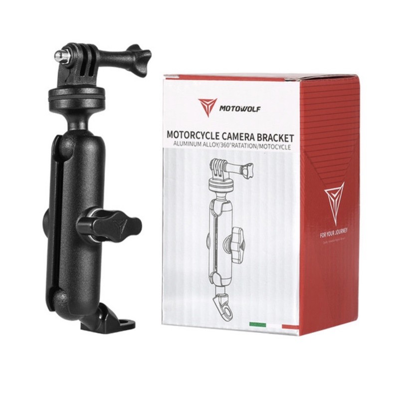 MotoWolf ขาจับแฮนด์ / ขาใส่ช่องกระจกมองหลัง พร้อมหัวบอล วัสดุอย่างดี สำหรับกล้อง GOPRO กล้องแอคชั่น for Action camera - รูปที่ 5