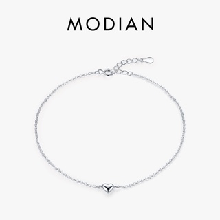 Modian สร้อยข้อเท้าเงินแท้ 925 จี้รูปหัวใจน่ารัก เรียบง่าย เครื่องประดับแฟชั่น สําหรับผู้หญิง