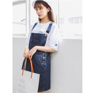 Korean denim jumper mini dress💘💓