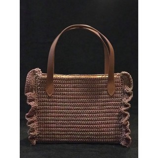 กระเป๋าเชือกถัก เชือกร่ม กระเป๋าถือใบใหญ่ หูหิ้วแบบห่วง และแบบสายหนังPU crochet bag