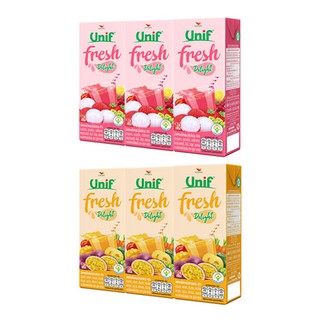 Unif Fresh Delight ยูนิฟเฟรข ดีไลท์ น้ำผักผสมน้ำผลไม้รวม40% ขนาด 180 มล.แพ็ค 3 (เลือกรสได้)