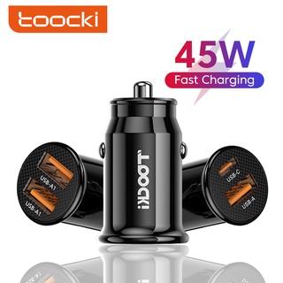 Toocki 45W USB Type C Mini Car Charger Quick Charge Dual USB For Xiaomi Huawei Auto PD 3.0 ที่ชาร์จโทรศัพท์มือถือ