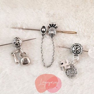 จี้เงินแท้925 โอห์ม คาถาทิเบต กงจักร สวัสดิกะ ก้อนทอง diy ตัวตกแต่งกำไล ตัวคั่นหิน จี้ห้อยคอ จี้ห้อยกำไล