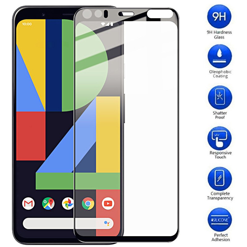 5D สีดำ Google Pixel 2 3 3A XL Lite 4 4A ฟิล์มกระจกนิรภัยเต็มจอโค้ง ...