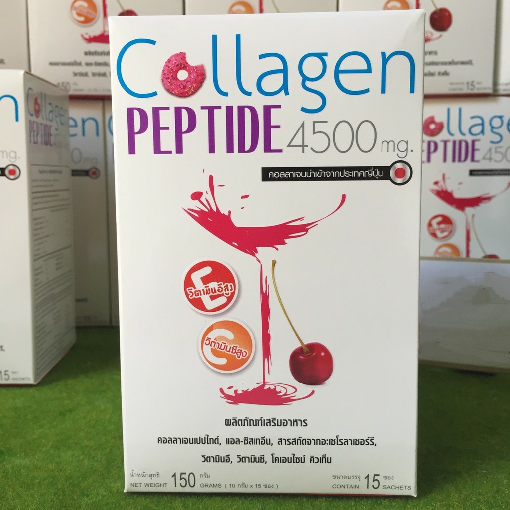 โดนัทท์ คอลลาเจนเปปไทด์ 4,500 มก. 1 กล่อง มี 15 ซอง Donutt Collagen Peptide 4500 mg.