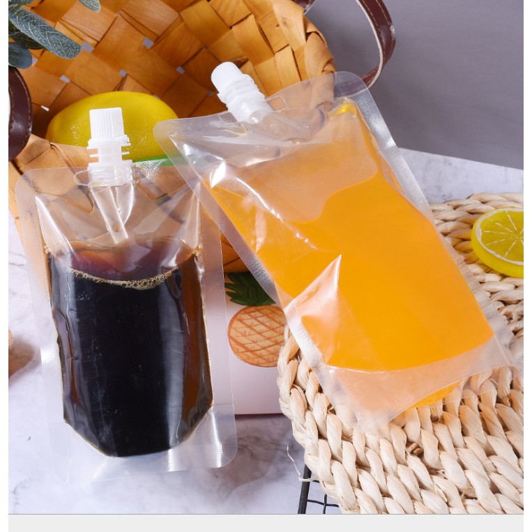 พร้อมส่ง!50/100/200/300ml ถุงบรรจุของเหลว แบบใสขุ่น ก้นตั้งได้  มีจุกสีขาว ติดฝาเกลีย