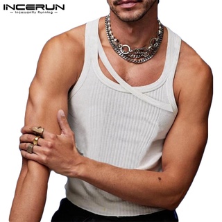 INCERUN Mens Fashion Casual Sleeveless White Slim Fit Tank Tops