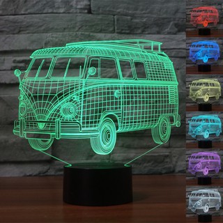 โคมไฟตั้งโต๊ะรูป Toy Bus 3 D USB LED Night Light Gifft 7 สี รถบัส ของขวัญ