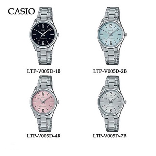 นาฬิกาคู่ นาฬิกาผู้หญิง CASIO นาฬิกาข้อมือผู้หญิง สายสแตนเลส สีเงิน รุ่น LTP-V005D