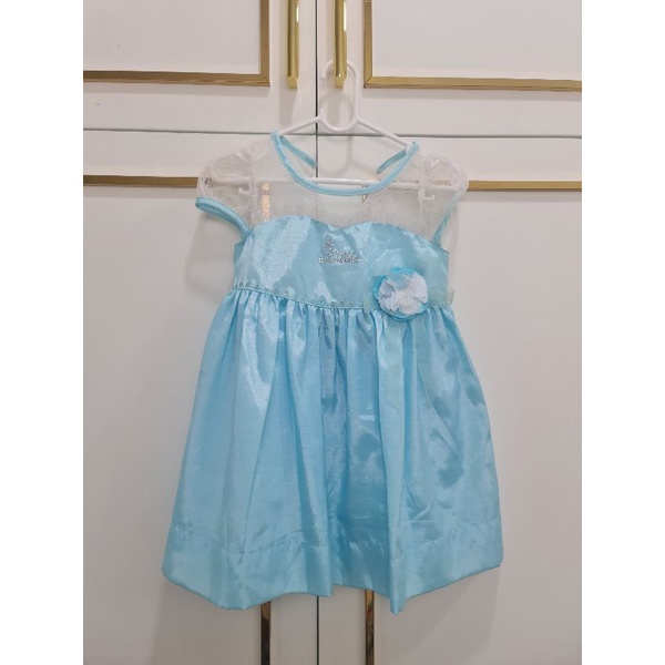 Enfant Gold ป้ายเงิน เสื้อเด็ก ชุดเด็ก เดรส สีฟ้า ใส่ วันแม่ ได้เลย ได้ทุกงาน งานแต่ง Size90 งานผ้า3