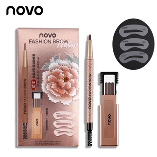 ราคาNovo Fashion Brow (No.5146) ดินสอเขียนคิ้ว+ไส้ดินสอ+บล็อกคิ้ว 3 ชิ้น ของแท้ พร้อมส่ง