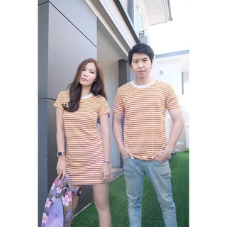 👫 ชุดคู่เสื้อคู่พร้อมส่งสีขาวริ้วส้มอิฐ  ผ้าคอตตอลเนื้อนุ่มใส่สบาย จะใส่คู่ใส่เดี่ยวคุ้มสุดๆในราคาน่ารัก