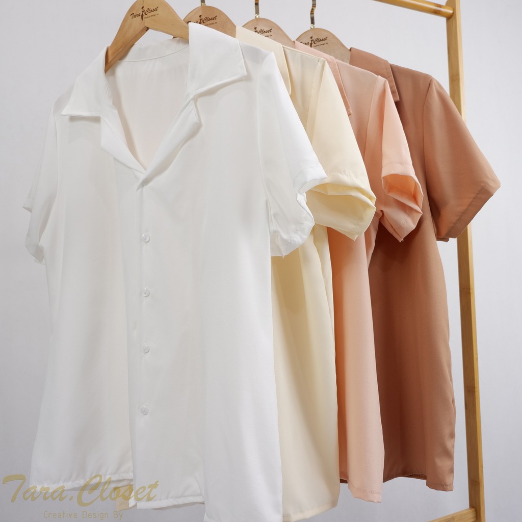 IT019 TARA Shirt minimal เสื้อเชิ้ต ปกฮาวาย แขนสั้น กระดุมหน้า สีเอิร์ธโทน ผ้าไหมอิตาลีอย่างดี ผ้าดี ใส่สบาย ไม่ร้อน - รูปที่ 3