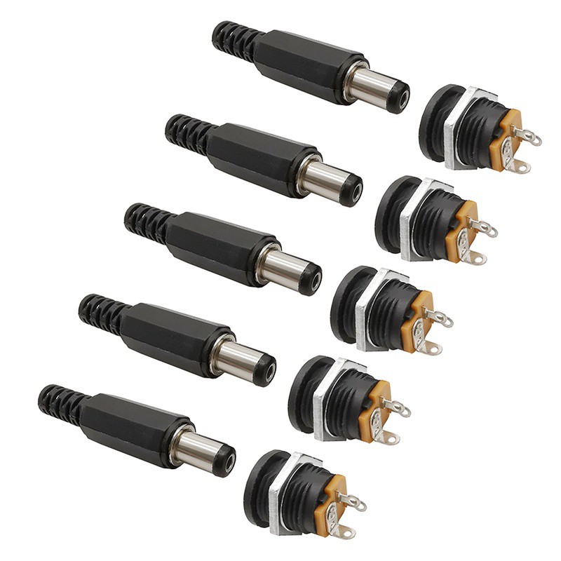 10PCS 24V 12V 3A พลาสติกปลั๊กชาย + หญิงแผง Socket Mount แจ็ค 5.5x2.1 มม.DC Power Connector ไฟฟ้าอุปกรณ์ 5.5*2.5
