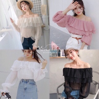 เสื้อเปิดไหล่ใส่สบายๆ ผ้าchiffon เนื้อดี🌺