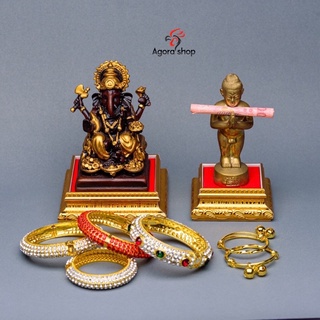 กำไลถวายไอ้ไข่ 🧨กำไลถวายพิฆเนศ🕉 ถวายพระแม่ กำไลข้อมือ ชุบทองประดับเพชรพลอย กำไลกุมาร กำไลนำโชค เกรด A ชุบทองเค