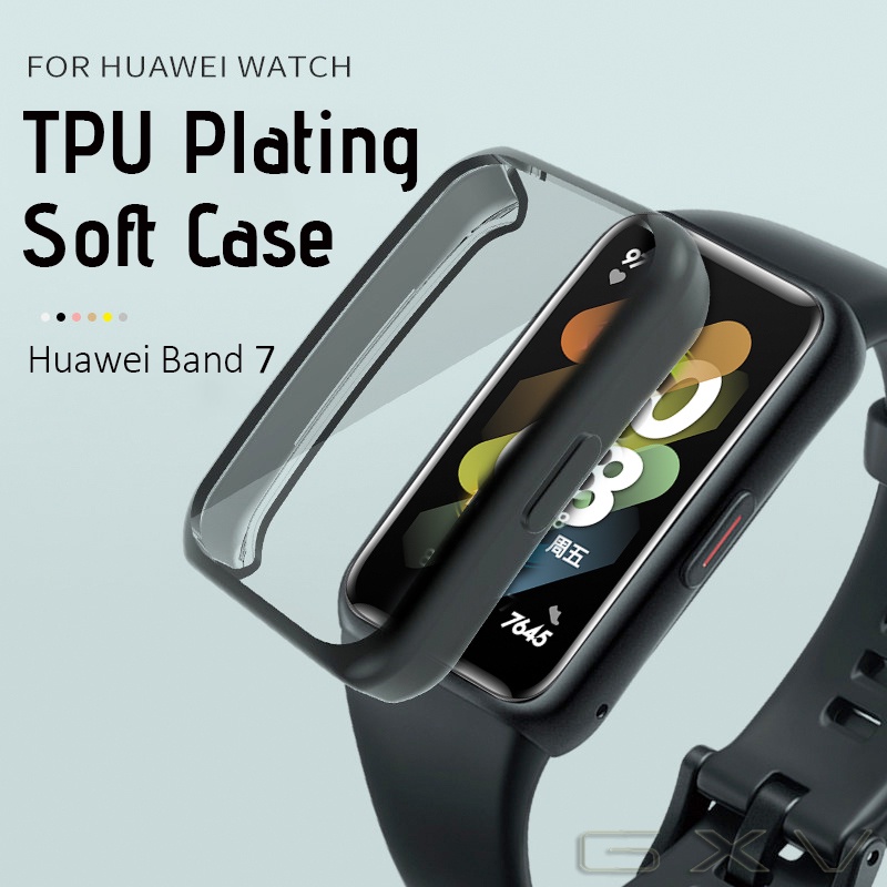เคส TPU นิ่ม ชุบ สําหรับ HUAWEI Band 7 เคสป้องกันเต็มรูปแบบ พร้อมตัวป้องกันหน้าจอ สําหรับ HUAWEI Band 6
