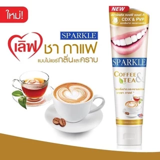 SPARKLE ยาสีฟัน สปาร์คเคิล สำหรับ คนชอบดื่มชา กาแฟ มีคราบเหลือง 90 กรัม สูตร COFFEE & TEA WHITENING TOOTHPASTE