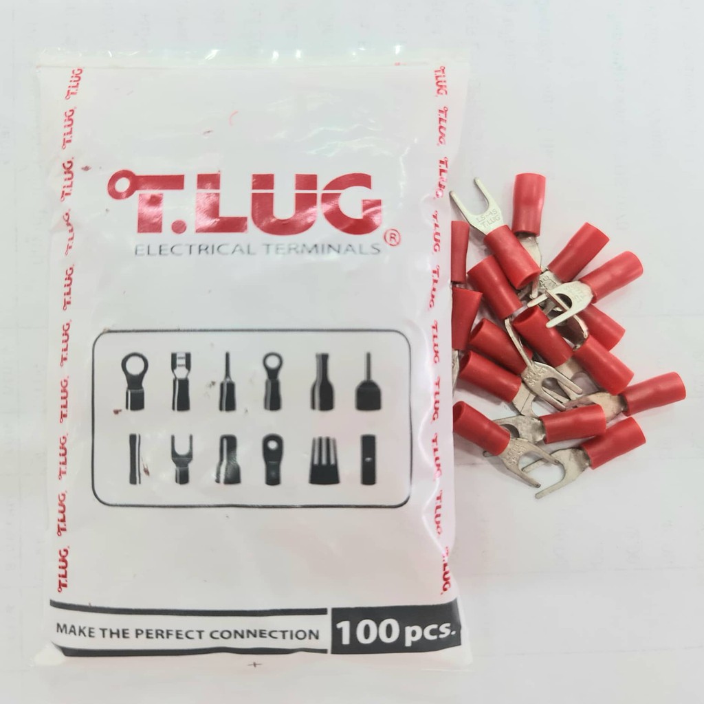หางปลาแฉกหุ้มแดง YF1.5 T-LUG (100ตัวต่อแพ็ค)