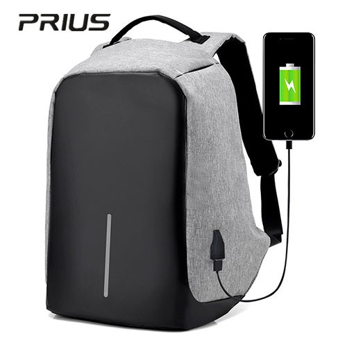 PRIUS กระเป๋าเป้ สะพายหลัง Anti-Theft Smart Backpack พร้อม USB Port   (สีเทาอ่อน/ Light Grey )