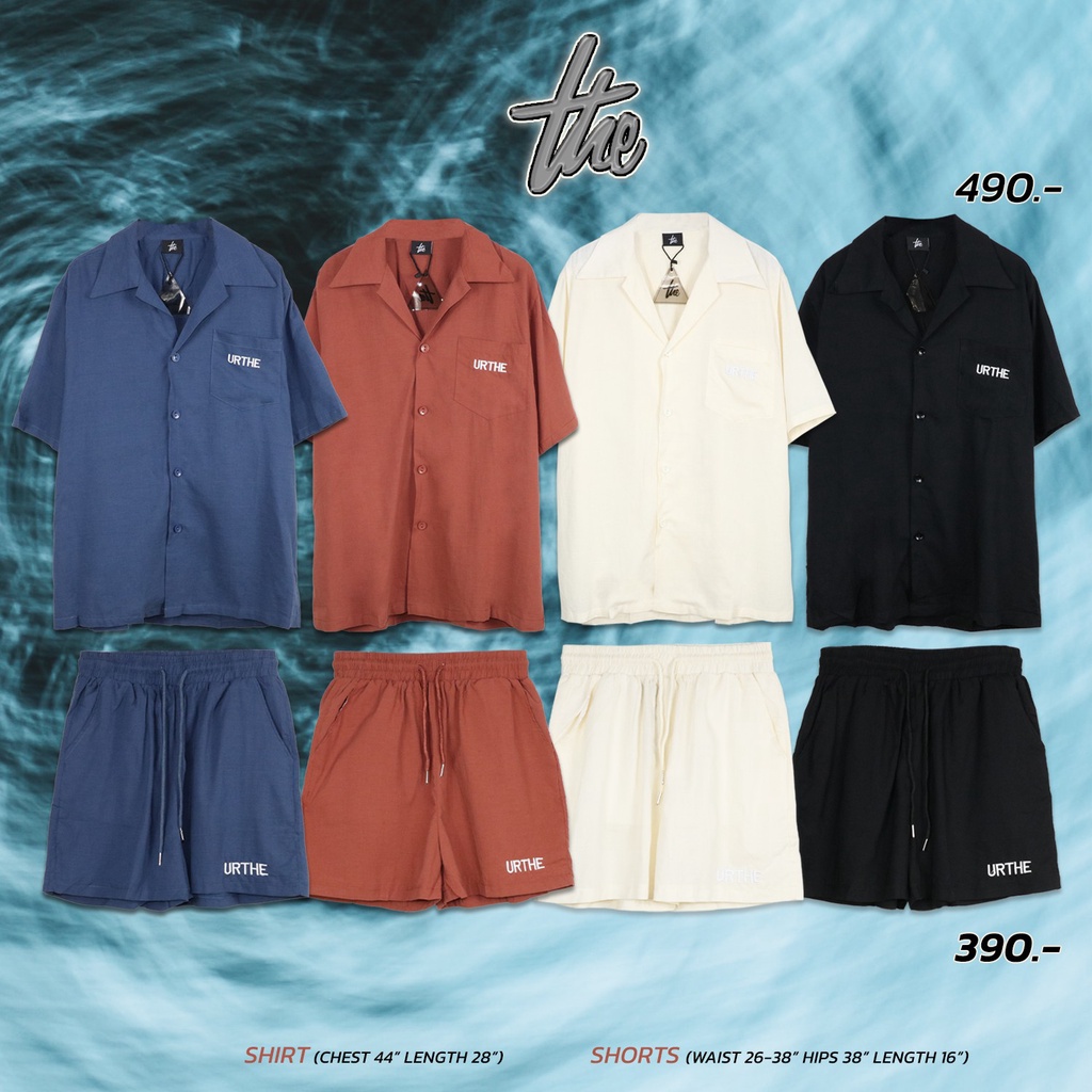 Urthe - ชุดเซ็ท เสื้อเชิ้ต กางเกงขาสั้น ผ้าลินิน รุ่น LINEN SHIRT SET