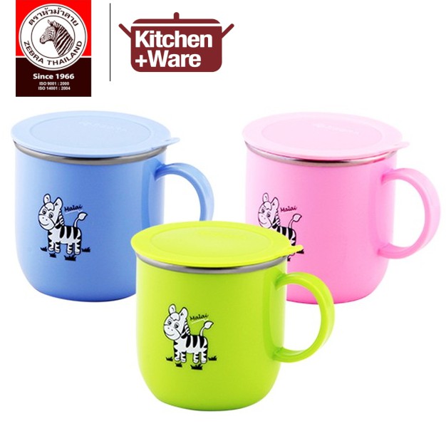 Zebra 250ml Kiddy Cup พร้อมฝาปิดสแตนเลส D7cm / แก้วเก็บความเย็นความร้อนปลอดภัยสําหรับเด็ก / เครื่องด