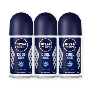 ว๊าว🍟 นีเวีย เมน คูล คิก โรลออน ขนาด 50 มล. แพ็ค 3 ขวด Nivea Men Coolkick Roll-on 50 ml x 3