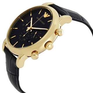 AR1917 Men's Chronograph Date Leather Strap Watch(Black)