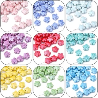 [12 มม.] จี้ลูกปัดเซรามิก รูปดอกไม้ห้ากลีบ diy สําหรับตกแต่งสร้อยคอ สร้อยข้อมือ